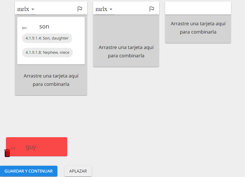 Combinar duplicados eliminar una acepción